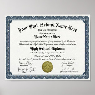 Poster du diplôme d'études secondaires ou d'études