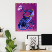 Poster du dragon bleu et du papillon (Bureau à domicile)
