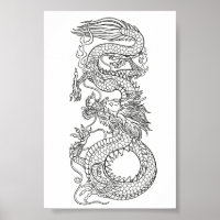 Poster du dragon chinois traditionnel