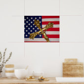 Poster du drapeau catholique Crucifix USA (Cuisine)