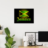 Poster du drapeau de la Jamaïque, noir avec jaune (Bureau à domicile)