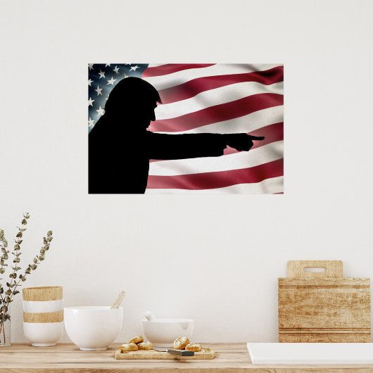 Poster du drapeau de Trump Silhouette (Cuisine)