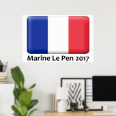 Poster du drapeau français Marine Le Pen 2017 (Bureau à domicile)