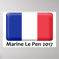 Poster du drapeau français Marine Le Pen 2017