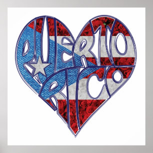 Poster du drapeau Porto Rico Love
