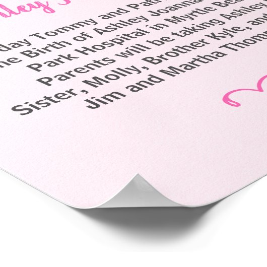 Poster du Faire-part de naissance photo Keepsaké (Coin)