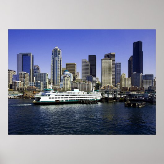 Poster du Ferry et des bâtiments de Seattle (Devant)