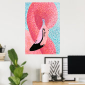 Poster du Flamant rose Plum Big Head (Bureau à domicile)