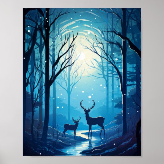 Poster du fond d'écran vectoriel Majestic Deer Sil (Devant)