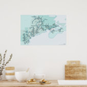 Poster du golfe du Maine 20 x 30 (Cuisine)