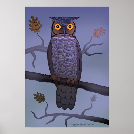 Poster du hibou sur la branche (Devant)