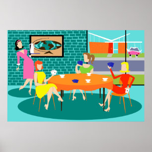 Poster du jeu de cartes Retro Women's Weekly Card