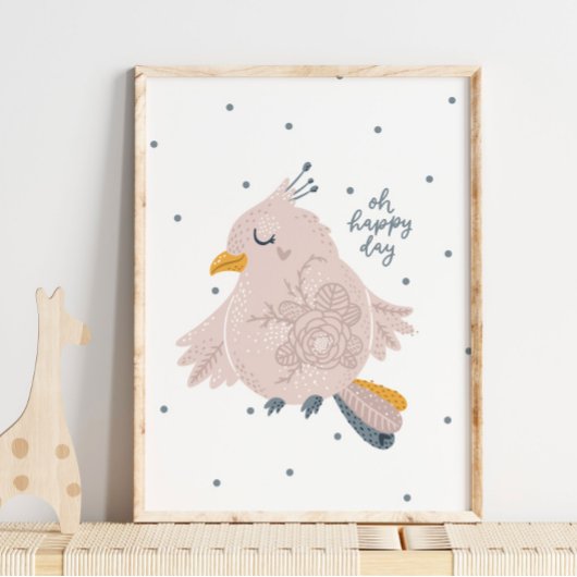 Poster du Jour Joyeux Rose d'Oiseau | Impression m