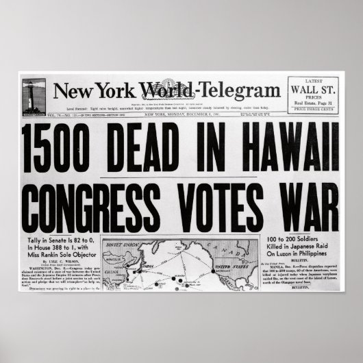 Poster du journal 2ème guerre mondiale (Devant)