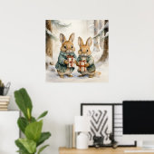 Poster du lapin de Noël (Bureau à domicile)