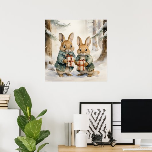 Poster du lapin de Noël (Bureau à domicile)