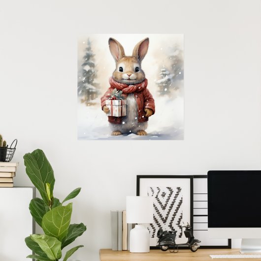 Poster du lapin de Noël (Bureau à domicile)
