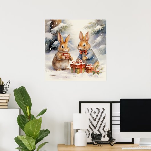 Poster du lapin de Noël (Bureau à domicile)