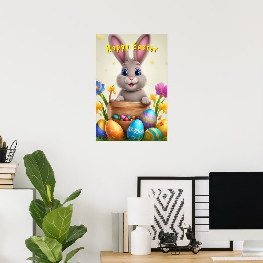 Poster du lapin de Pâques (2) (Bureau à domicile)