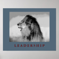 Poster du lion de leadership motivationnel gris de