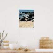 Poster du littoral avec des rochers et des vagues (Cuisine)