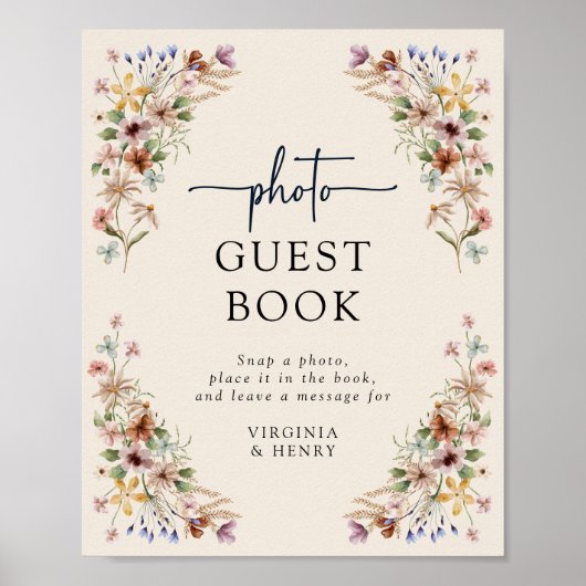 Poster du livre d'or Floral Boho (Devant)