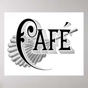 Poster du logo du Café Chic vintage Art Nouveau