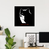 Poster du Loup de la liberté motivationnelle noir  (Bureau à domicile)