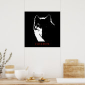 Poster du Loup de la liberté motivationnelle noir  (Cuisine)