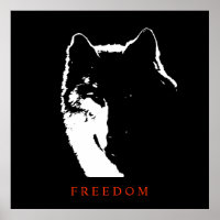 Poster du Loup de la liberté motivationnelle noir 
