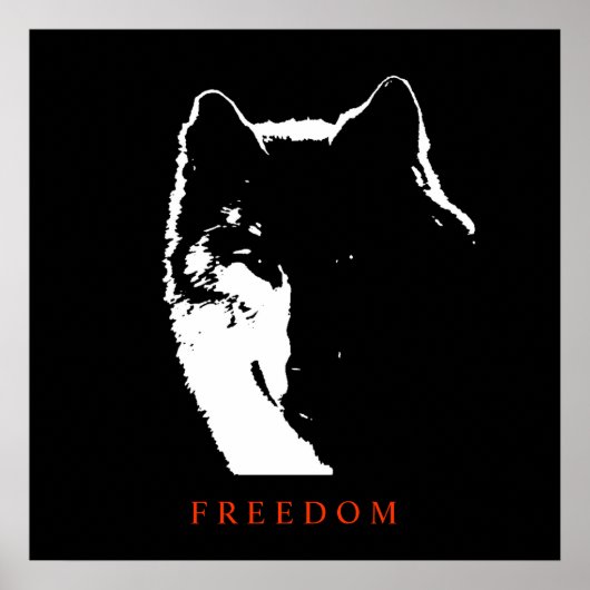 Poster du Loup de la liberté motivationnelle noir  (Devant)