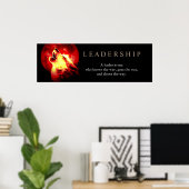 Poster du loup de leadership à pleine lune de nuit (Bureau à domicile)