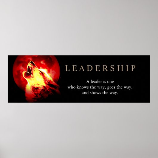 Poster du loup de leadership à pleine lune de nuit (Devant)