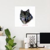 Poster du loup de liberté motivationnelle unique d (Bureau à domicile)