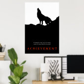 Poster du loup de Motivation unique en noir blanc  (Bureau à domicile)
