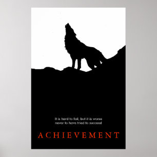Poster du loup de Motivation unique en noir blanc