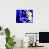 Poster du loup gris et de la lune Imprimer - Loup  (Bureau à domicile)