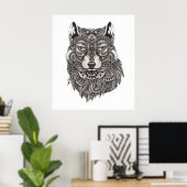Poster du loup tiré à la main (Bureau à domicile)
