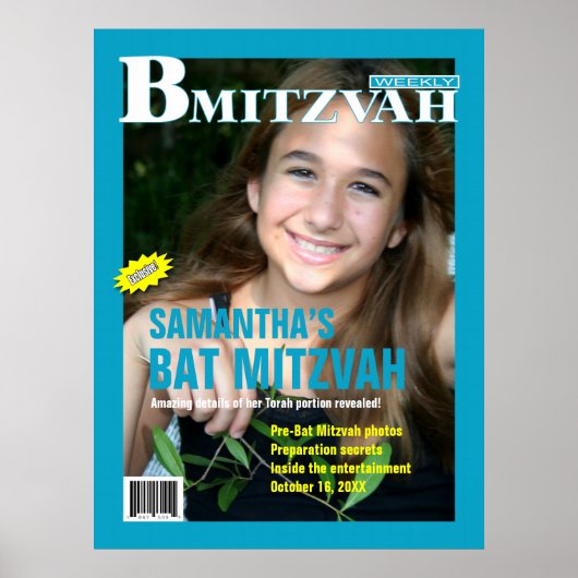 Poster du magazine bat mitzvah Turquoise (Devant)