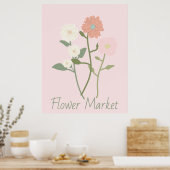 Poster du marché aux fleurs roses (Cuisine)