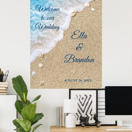 Poster du Mariage Blue Beach Waves (Bureau à domicile)