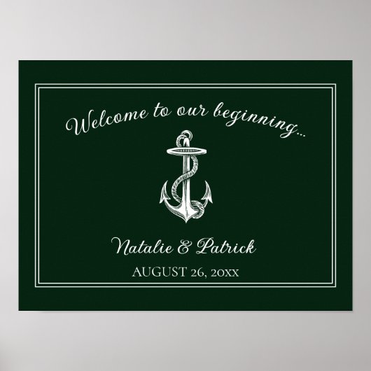 Poster du Mariage d'Ancres nautiques Emerald Green (Devant)