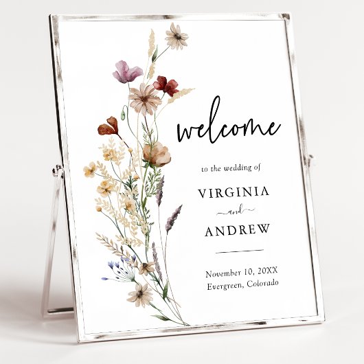 Poster du Mariage de bienvenue fleur sauvage