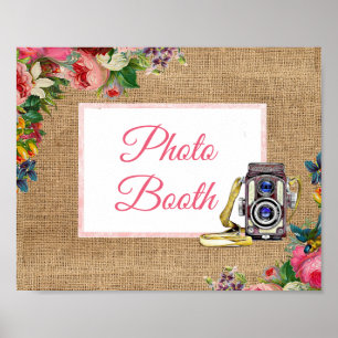 Poster du Mariage de la cabine photo rose Floral