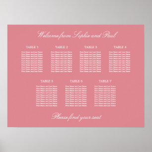 Poster du Mariage de table Blush Pink 7