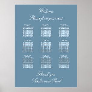 Poster du Mariage de table Dusty Blue 9
