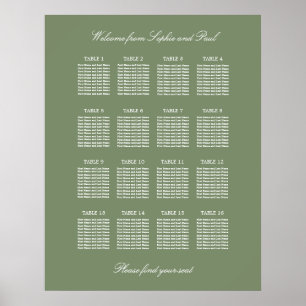 Poster du Mariage de table Sage Green 16