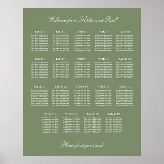 Poster du Mariage de table Sage Green 19 (Devant)
