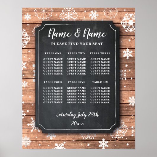 Poster du Mariage de table Sièges Snowflakes d'hiv (Devant)