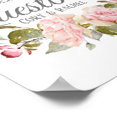 Poster du Mariage du Bouquet Roses Prettes Rose (Coin)